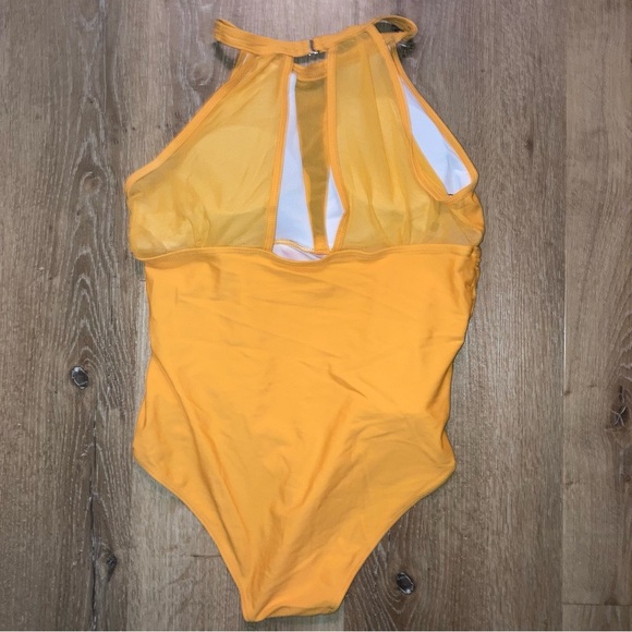 Women's Yellow Lace Up One-Piece Swimsuit |Bodysuit |Size Large - Picture 3 of 12